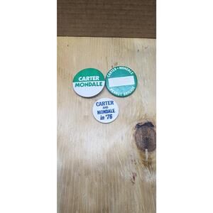 Lot Of 3 Carter Mondale Campaign Buttons Peanut Brigade Green And White 1976. B